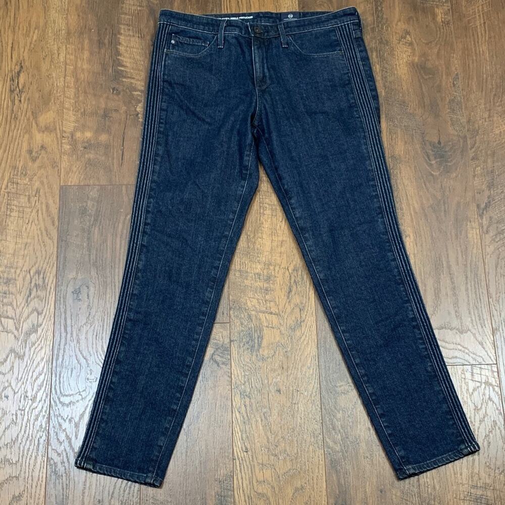 AG Adriano Goldschmied The Prima Ankle Pintucked Cigarette Ankle Dark Wash Jeans